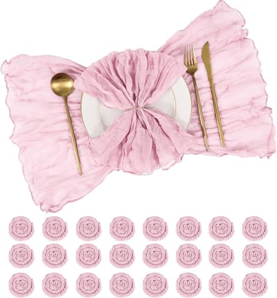Omgoods - 24 Stuks Roze Cheesecloth Servetten - 50x50 cm voor Bruiloften en Feesten