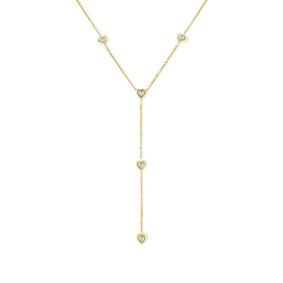 CO88 Collection - 8CN-26469 - fijne schakelketting vrouwen met hartjes - 58+5 cm - goudkleurig
