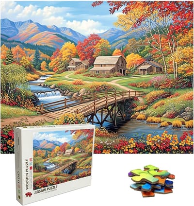 Houten Legpuzzels - Volwassen Puzzel - Ontspanning Thuis - Gedetailleerde Afbeelding - 1500 Stukjes - Boerderij Herfst