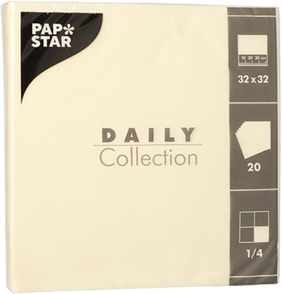 15x 20 Servetten DAILY Collection 1/4 vouw 32 cm x 32 cm champagne