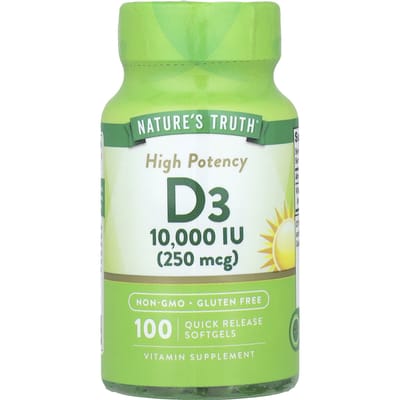 Nature's Truth, vitamine D3, haute puissance, 250 mcg (10 000 UI), 100 gélules à libération rapide
