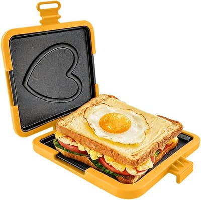 Magnetron Sandwichmaker - Gegrilde Kaasmaker - Snelle Maaltijden - Opvouwbaar Ontwerp - 16x14x3 cm - Oranje