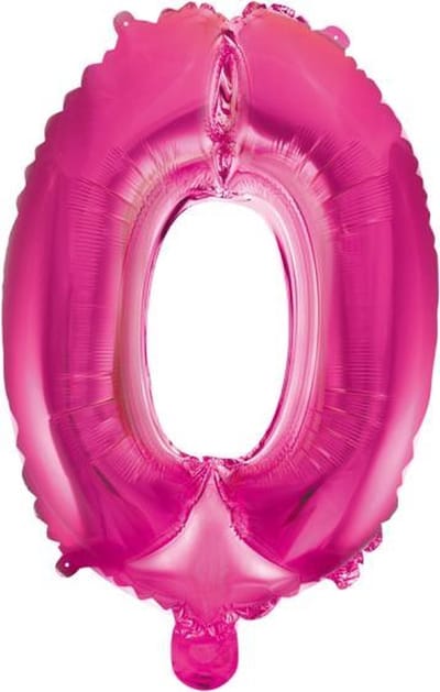 New Age Devi - Cijferballon - Folieballon - 70cm - Fuchsia - Cijfer 0