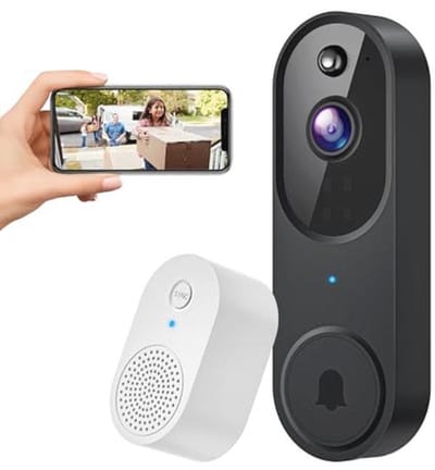 Draadloze Slimme Deurbel Camera met HD Beelden, AI Detectie en Twee-weg Audio
