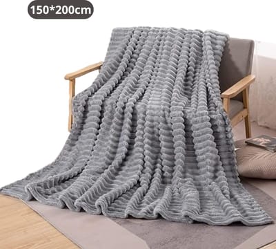 Bovista Knuffeldeken - Pluche - Deken - Wollen - Dekentje - Fleece - Plaid - Bank Deken - 2 Persoons Groot - Licht Grijs