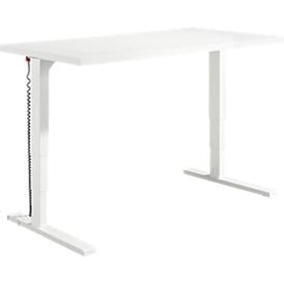 Schäfer Shop Genius Elements bureau, elektrisch in hoogte verstelbaar, rechthoekig, C-voet, B 1600 x D 800 x H 645-1300 mm, wit + techniekinstallatie