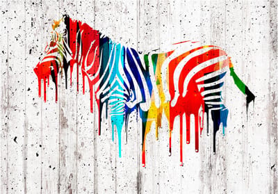 Fotobehangkoning - Behang - Vliesbehang - Fotobehang - Zebra Schildering - Kunst - 100 x 70 cm
