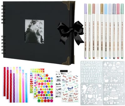 Dailygoods- Fotoalbum Elegant - Plakalbum - Geschikt voor 80-320 Foto's - 40 Bladen (80 Pagina's) - Inclusief 10 Kleurmarkeerders - Met Boog en Hoekbeschermers - Fotoboek