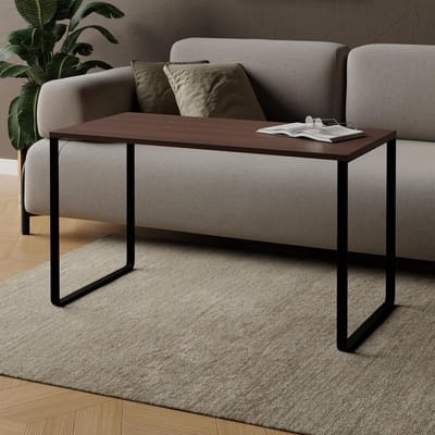 Salontafel Rechthoekig - Koffietafel Bijzettafel - Woonkamer Meubileren - Laminaatblad Metalen Frame - 100x50cm - Donkere Walnoot