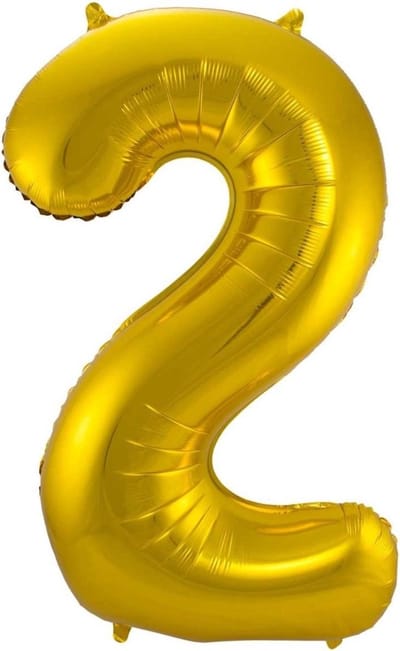 Ballon Cijfer 2 Jaar Goud 70Cm Verjaardag Feestversiering Met Rietje