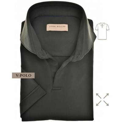 John Miller Slim-Fit Hyperstretch Short Sleeve V-Polo Donker Groen / male