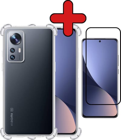 Hoesje - Met Screenprotector - Geschikt voor Xiaomi 12 - Sterk & Shockproof - Back Cover - Siliconen Case - Telefoon Hoes - Shock Proof - Telefoonhoes - Transparant
