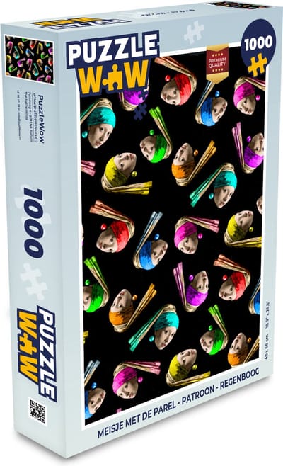 Puzzel Meisje met de parel - Patroon - Regenboog - Legpuzzel - Puzzel 1000 stukjes volwassenen