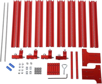 Zaaggeleiderail Set - Houtbewerkingsrail - Nauwkeurig Zagen - Duurzame Aluminiumlegering - 1200 mm Lengte - Rood