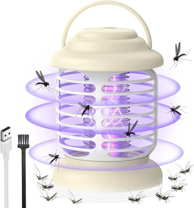 Muggendodende lamp, draagbare insectenzapper, USB-oplaadbare elektrische vliegenmoordenaar, UV-insectendoder 3-in-1, 360° aantrekkingskracht vliegen catcher vliegenvallen voor thuisgebruik