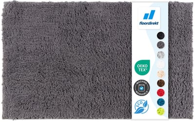 FLOORDIREKT Badmat SKY - Badmat in Vierkant & Rond - Antisliprug - Donkergrijs - 50 x 60 cm