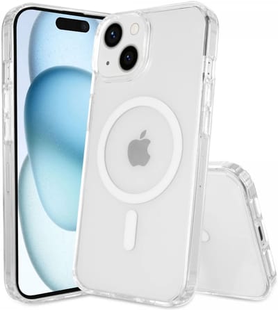 Hoesje Geschikt voor Apple iPhone 15 - Compatibel met MagSafe - Hard Back Cover met Magneet - Transparant