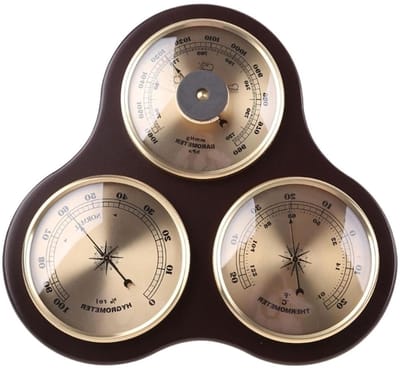 Weerstation Barometer - Weerindicator Hygrometer - Weer Voorspellen - Analoge Weergave - 26 x 25 x 35 cm - Messing
