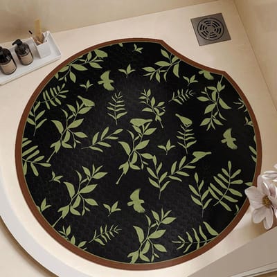 Badkamer Antislip Vloermat Toilet Kinderen Baden Anti-val Voetmat Doucheruimte Waaiervormige Zuignapmat Ronde Tapijt Round notch 55 * 55cm