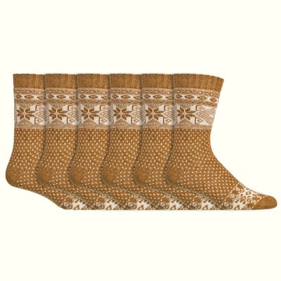 Noorse sokken | Merinowol | Alpacawol | Kleur: Geel | Dames & Heren | 6 paar