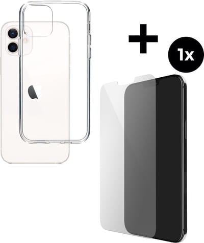 Mobiparts Classic TPU hoesje geschikt voor Apple iPhone 12 met 1 Screenprotector van Gehard Glas - Transparant