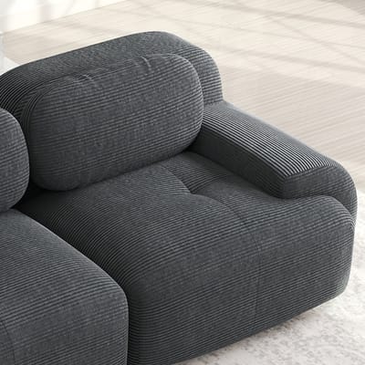 DESMIU Bank 382 x 177 x 69 cm - Modulaire U-Bank Met Diepe Zitting En Antislip Ontwerp - Voor Woonkamer - Corduroy - Groen