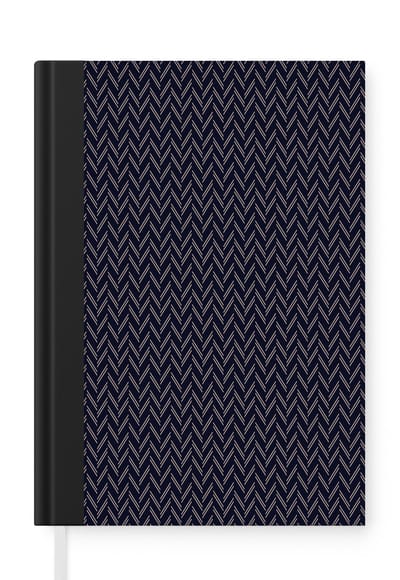 Notitieboek - Schrijfboek - Plaid - Patroon - Visgraad - Blauw - Notitieboekje klein - A5 formaat - Schrijfblok