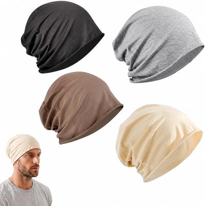 Slouchy beanie set van 4 - Dunne katoenen slaapmuts voor chemo, ademend en elastisch, unisex, ideaal voor dagelijks gebruik en sportactiviteiten