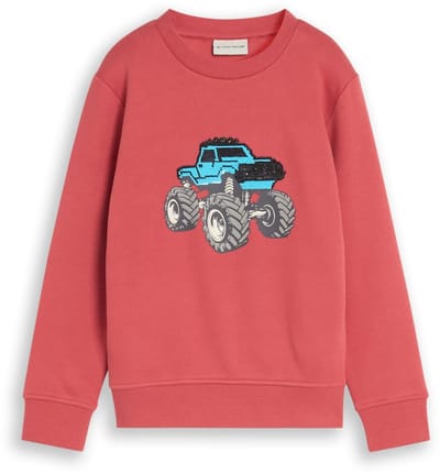 Tom Tailor - Sweatshirt met omkeerbare pailletten - Maat 92/98 - Berry Red