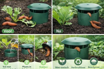 Kunststof Slakkenval & Paddenstoelvanger – Niet-toxisch – Herbruikbare Slakkenvanger voor Tuin – Beschermt Groenten & Bloemen – Duurzaam Groen – 10x11 cm