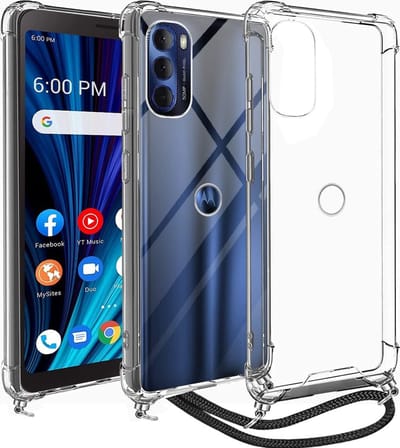 Hoesje geschikt voor Motorola Moto G52 Hoesje transparant silicone met Koord - Hoesje geschikt voor Moto G82 5G hoesje met koord Zwart