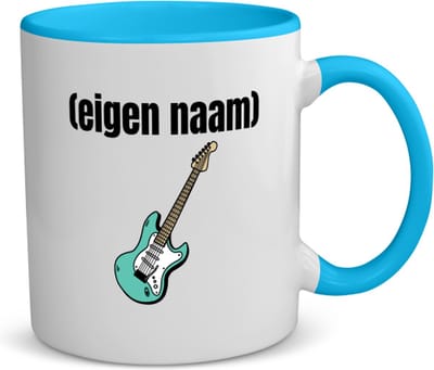 Akyol - blauwe elektrische gitaar met eigen naam koffiemok - theemok - blauw - Gitaar - muziek liefhebbers - gitaristen - gitaarliefhebbers - verjaardag - cadeau - kado - 350 ML inhoud