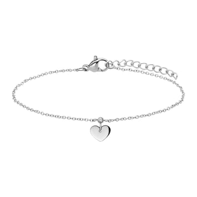 Lucardi Dames Stalen armband met hart - Armband - Staal - Zilverkleurig - 19 cm