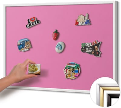 Wallfluent - Roze Magnetisch Bord in Verschillende Kleuren - 80 cm x 60 cm - Magneetbord met Witte Frame - Roze kleur - Magnetisch Bord Rechthoekig - Magneetbord met Effen Frame - Magnetisch Bord voor aan de Wand