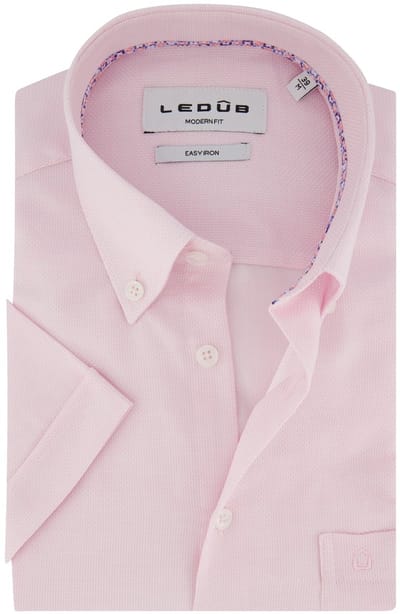 Ledub Modern Fit overhemd roze structuur