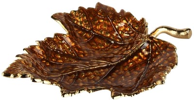 Dekoratief | Schaaltje blad, bruin/goud, aluminium, 18x13x3cm | A258149