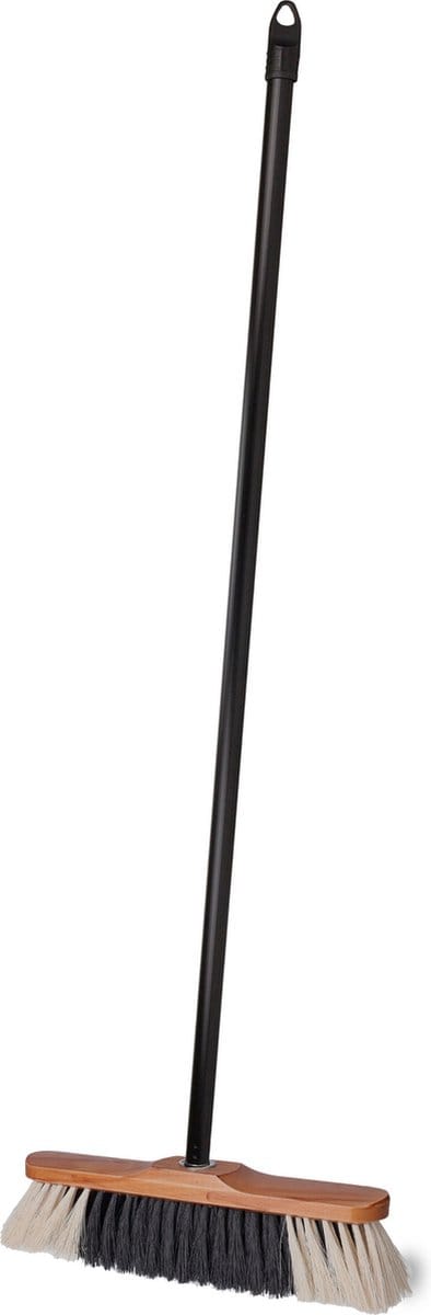 Brumag bezem voor binnen - houten bezemkop bruin - breedte 28 cm - steel 130 cm - alle vloeren - zachte haren - kunststof steel