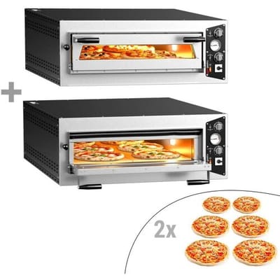 GGM Gastro (2 Stück) Elektro Pizzaofen - 6+6x 35cm (Tief) - Manuell Zilver
