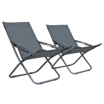 vidaXL - Opklapbare - stoelen, - 2 - stuks, - stof, - grijs