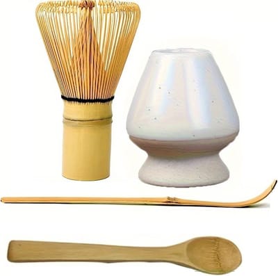 Nivard Matcha Set - Starterkit - Klopper - Matcha Thee Set - Matcha Whisk - 4 stuk - Wit