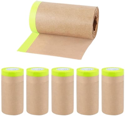 Zelfklevend Afplakpapier voor Schilderen, Verven en Bescherming van Ramen - 6 Rollen van 15 cm x 15 m, Perfect voor Precisiewerk en Eenvoudig Aanbrengen