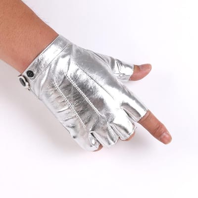 Heren en Dames Drievingerige Leren Halve Vinger Handschoenen Meerkleurig Streetdance Dunne PU Nachtclub Dames Performance Dans Danshandschoenen One Size gray