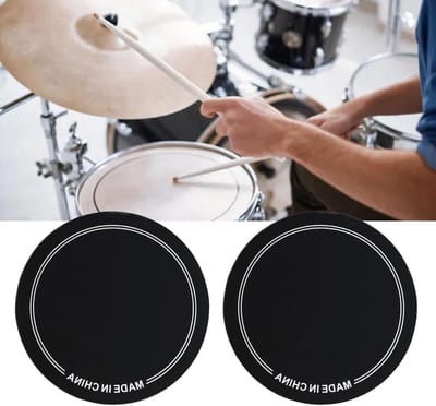 Allecto Plus - 2 stuks drumkoppatches voor basdrum - slijtvast enkel pedaal - PET hoofdbescherming - mondharmonica controle