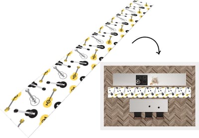 Keukenloper - Keukenmat - Gitaar - Patronen - Instrumenten - 400x50 cm - Keuken vloerkleed