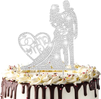 Gepersonaliseerde Bruidstaart Topper met Strass - Mr. & Mrs. Decoratie voor Trouwen en Feestelijkheden