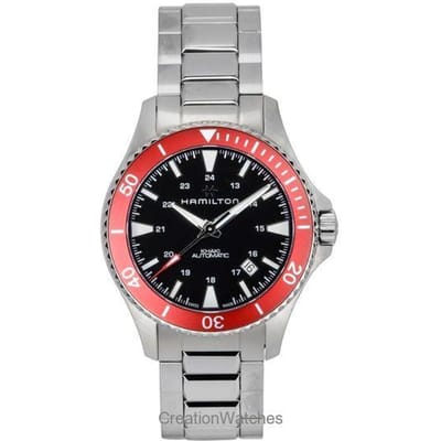 Hamilton Khaki Navy Scuba Roestvrij Staal Zwarte Wijzerplaat Automatisch H82405130 100M Herenhorloge zwart