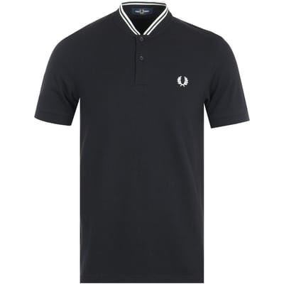 Men's Fred Perry Bomber Collar Pique Polo Shirt in Black