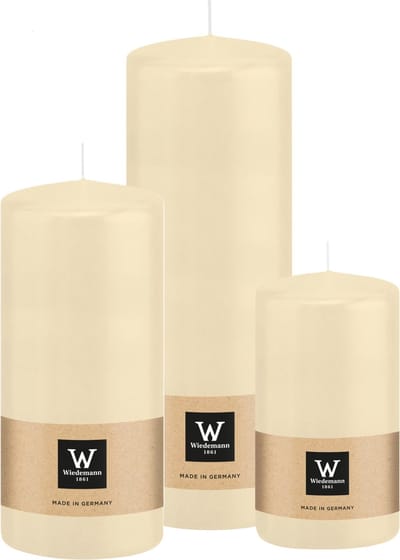 Wiedemann Cilinderkaarsen/stompkaarsen - set van 3 - creme wit - 6x12/7x15/7x20 cm
