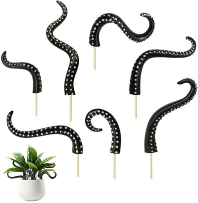 Dailygoods- Octopus Decoratie - 7st Tentakel Haringen - Nachtlicht - Zwarte Tuindecoratie - Veiligheidswaarschuwing - Unieke Benodigdheden