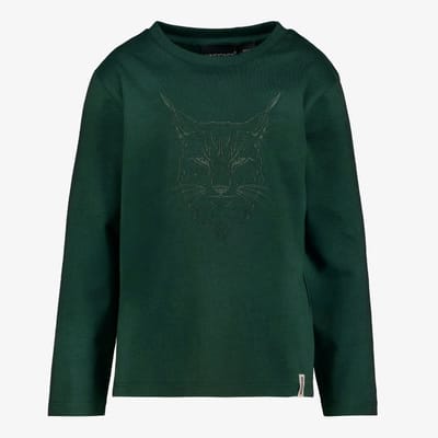 Unsigned jongens shirt met lange mouwen en lynx opdruk groen - Maat 92